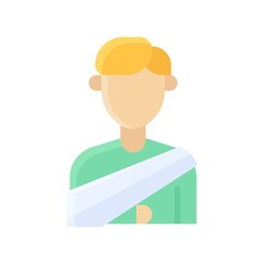 sickness and disease related patient or boy strips on hand injury vectors in flat style,