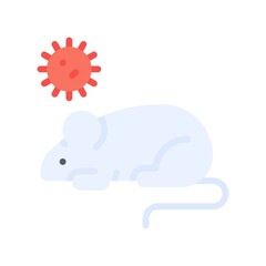 sickness and disease related rat with virus vectors in flat style,