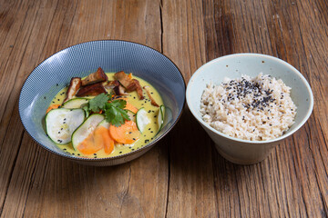 Vegan curry with tofu and vegetables.
