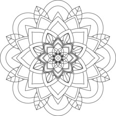 Fototapeta premium Easy Mandala coloring book simple and basic for beginners, seniors and children. Set of Mehndi flower pattern for Henna drawing and tattoo. Decoration in ethnic oriental, Indian style.