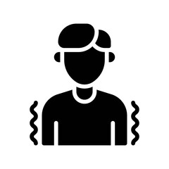 sickness and disease related boy or patient in fever vectors in solid design,