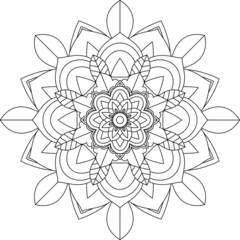 Easy Mandala coloring book simple and basic for beginners, seniors and children. Set of Mehndi flower pattern for Henna drawing and tattoo. Decoration in ethnic oriental, Indian style.