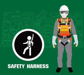 safety harness equipment and lanyard for work at heights