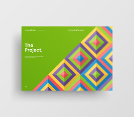 Creative business abstract horizontal front page vector mock up. Corporate geometric report cover illustration design layout. Company identity brochure template.