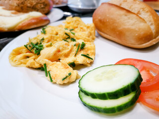 French Omelette with Potatoes, Mushroom and Salad