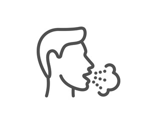 Cough line icon. Coronavirus symptom sign. Flu, sneeze or pneumonie symbol. Quality design element. Linear style cough icon. Editable stroke. Vector