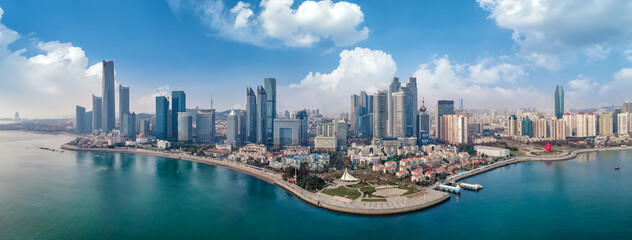 Obraz premium Shandong Qingdao city coastline aerial photography