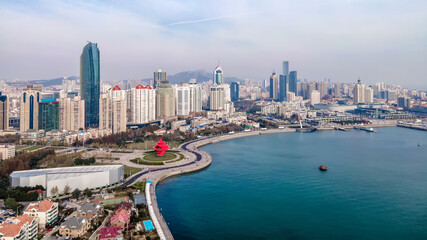 Obraz premium Shandong Qingdao city coastline aerial photography
