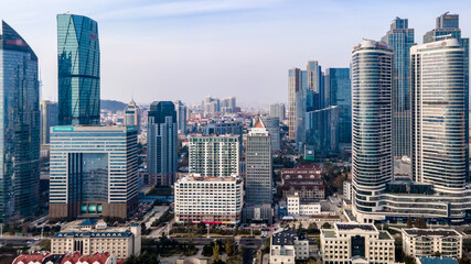 Fototapeta premium Shandong Qingdao city coastline aerial photography