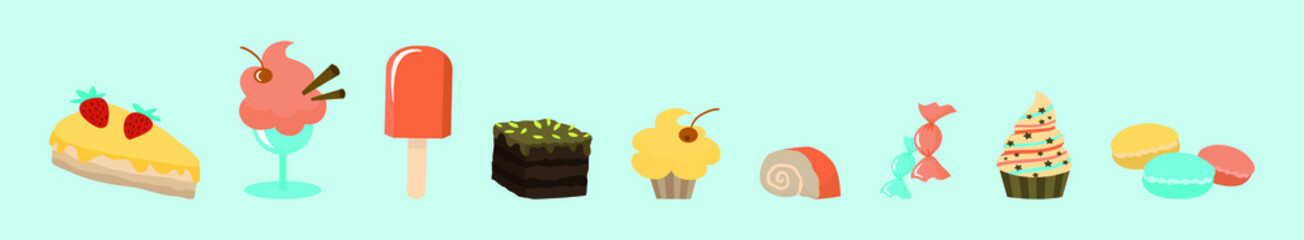 set of bakery cartoon icon design template with various models. vector illustration isolated on blue background