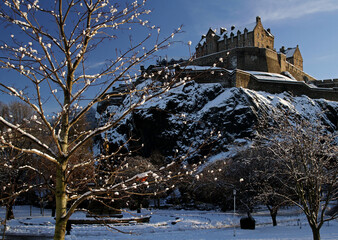 Edinburgh Castle, Scotland, in winter. Taken from Princes Street Gardens