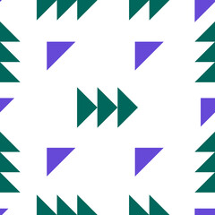 Seamless pattern with different green and purple triangles