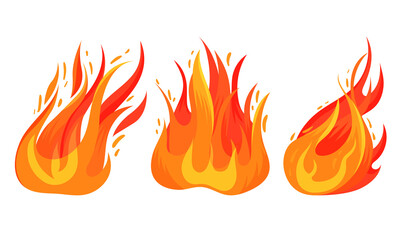 Tongue of Burning Fire and Flame Vector Set