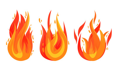 Tongue of Burning Fire and Flame Vector Set
