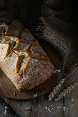 Fresh bread on a rustic table
