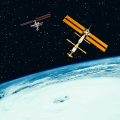 Space stations above the earth. The elements of this image furnished by NASA.