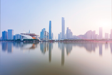 Fototapeta na wymiar Skyline of Zhujiang New City, Guangzhou, Guangdong, China