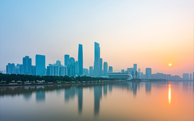 Fototapeta na wymiar Skyline of Zhujiang New City, Guangzhou, Guangdong, China