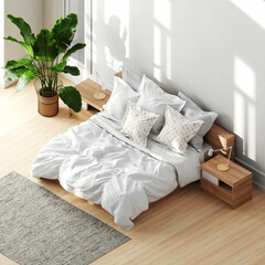 Isometrische Ansicht von Schlafzimmer mit Doppelbett