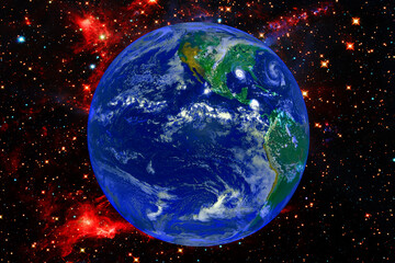 Obraz na płótnie Canvas Earth and stars. Blue earth. Great for background. The elements of this image furnished by NASA.
