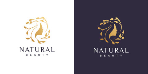 natural woman logo premium vector