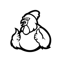 Black and white vector chicken. used for logos restaurant and other graphic design