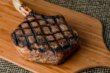 Steak. Grass-fed skirt steak, grilled to a medium rare and served with a garlic herb butter sauce and paired with roasted potatoes and Brussels sprouts. Classic American steakhouse favorite.