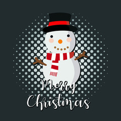 Vector image. Drawing of a funny snowman. Image to decorate.