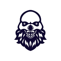 skull mascot logo black and white version