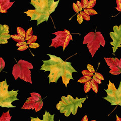 Seamless pattern with elements of plants. Watercolour illustration of hand painted. Cute design for wallpaper, textile, fabric, wrapping paper, background. 