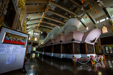 Reclining Buddha Temple Wat Pa Phu Kon-Udon Thani:June18,2020,the atmosphere inside the Reclining Buddha Temple,the Lecturer, Mahamuni Buddha, located on a high mountain in the Yung area,thailand