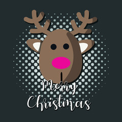 Funny sticker of a reindeer. Decorative color image.