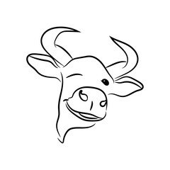 The 2021 Festive Bull winks and smiles. The bull is isolated on a white background.