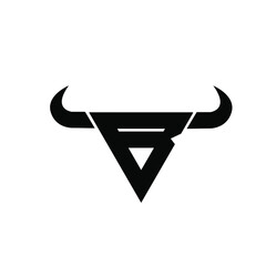 abstract letter b  triangle bull head logo 