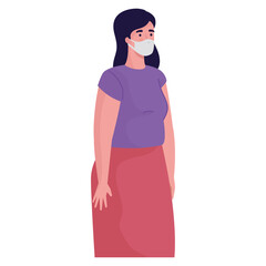 woman wearing medical mask character vector illustration design