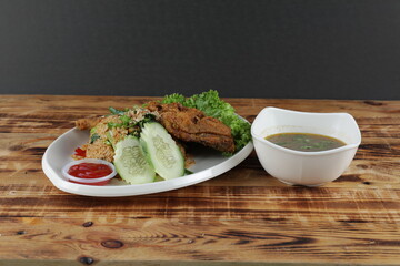 Delicious Nasi Ayam Goreng with soup