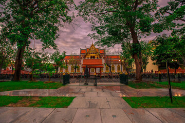Background of an important tourist attraction in Thailand, Landmark in Bangkok (Wat Benchamabophit Dusitvanaram Rajawarawiharn - MarTemple), tourists all over the world always come to see the beauty.