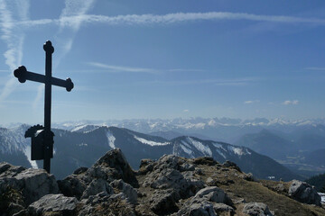 Summit cross of Fockenstein mountain, Bavaria, Germany