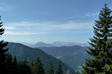 Mountain hiking tour to Hochgern mountain, Bavaria, Germany