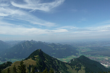 Mountain hiking tour to Hochgern mountain, Bavaria, Germany