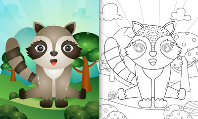 coloring book for kids with a cute raccoon character illustration