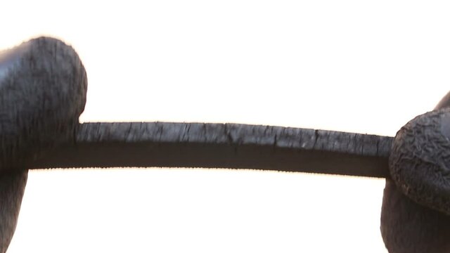 Damaged engine belt on isolated