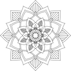 Easy Mandala coloring book simple and basic for beginners, seniors and children. Set of Mehndi flower pattern for Henna drawing and tattoo. Decoration in ethnic oriental, Indian style.