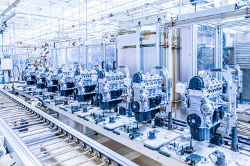 car engines at conveyor line