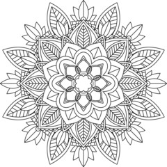 Easy Mandala coloring book simple and basic for beginners, seniors and children. Set of Mehndi flower pattern for Henna drawing and tattoo. Decoration in ethnic oriental, Indian style.