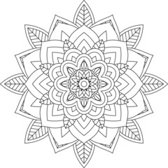 Easy Mandala coloring book simple and basic for beginners, seniors and children. Set of Mehndi flower pattern for Henna drawing and tattoo. Decoration in ethnic oriental, Indian style.