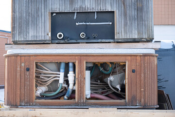 old discarded hot tubs ready for recycling