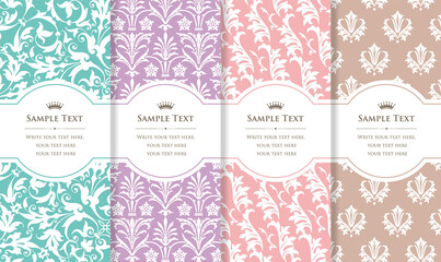 vintage seamless pattern background set.