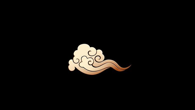 Collection of gold clouds in Chinese style. Clouds in the sky. Vector in oriental style. Happy new year. Chinese new year. Falling chinese clouds with Alpha matte.