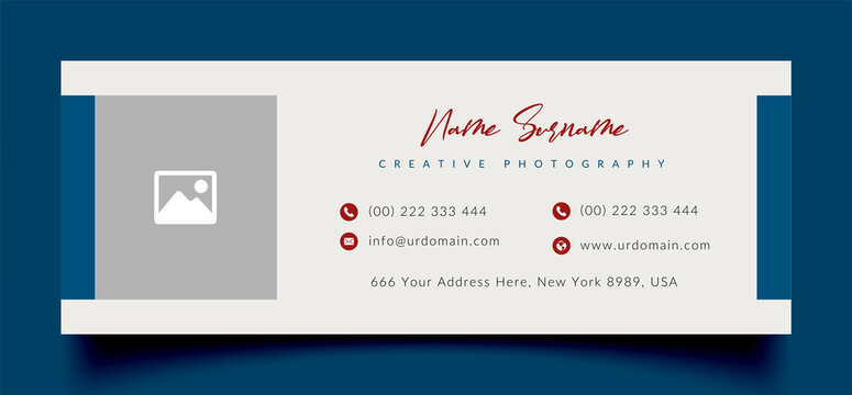 corporate email signature template with an author photo place modern layout	